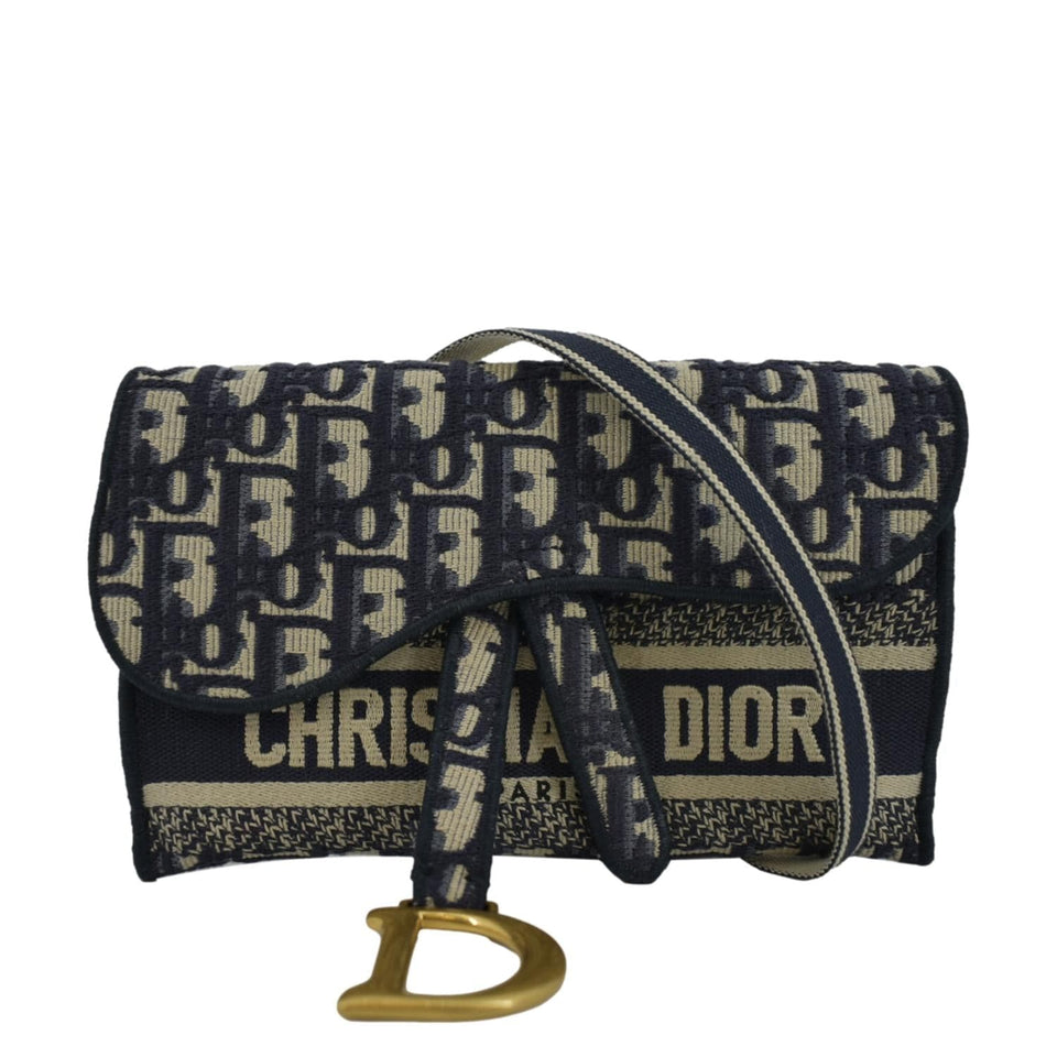Christian Dior Saddle Oblique Canvas Belt Bag Navy Blue