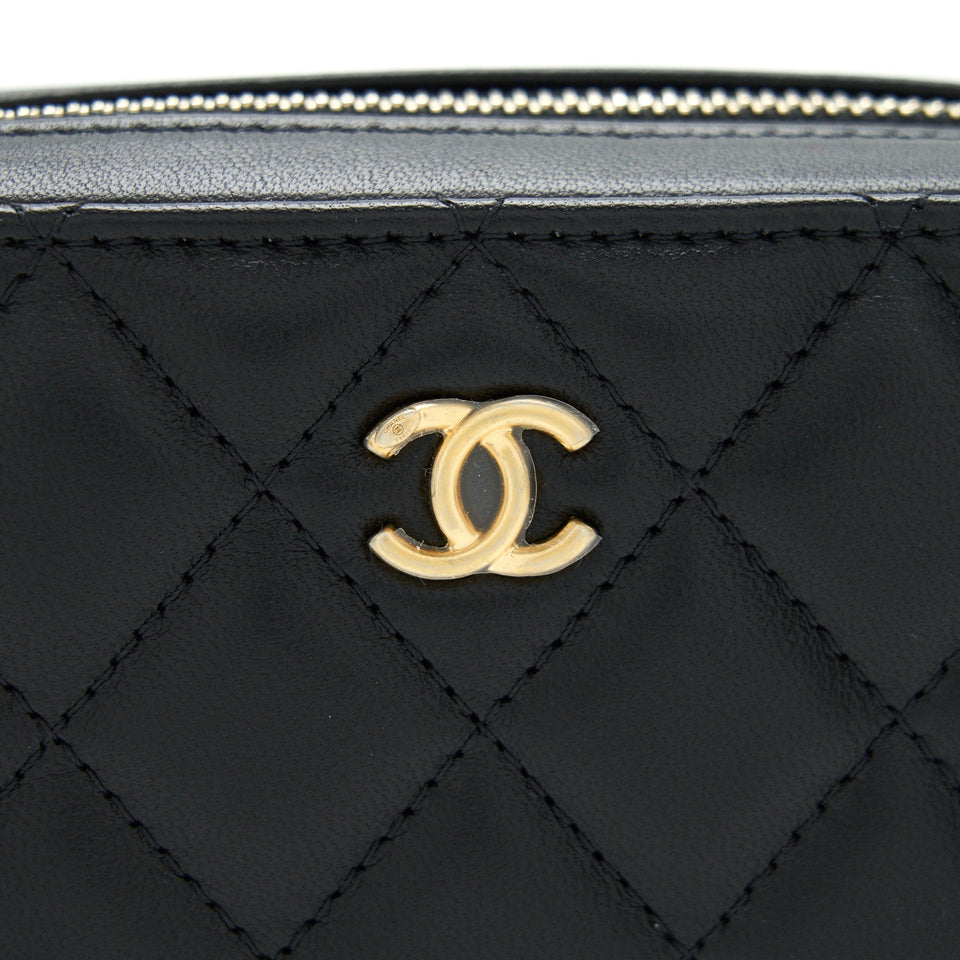 Chanel 22C Pearl Crush Mini Camera Case With Chain Black Lambskin