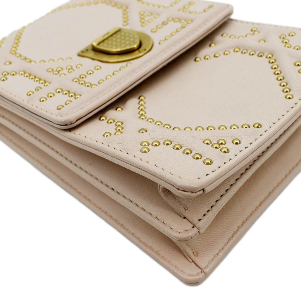 Christian Dior Diorama Vertical Leather Crossbody Clutch Bag Beige