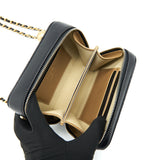 Chanel 22C Pearl Crush Mini Camera Case With Chain Black Lambskin