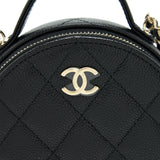 Chanel 22C Top Handle Mini Round Vanity On Chain Caviar Black L