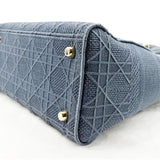 Christian Dior Lady D-Lite Embroidered Canvas Crossbody Bag Denim Blue