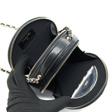 Chanel 22C Top Handle Round Vanity Black With Chain Caviar L