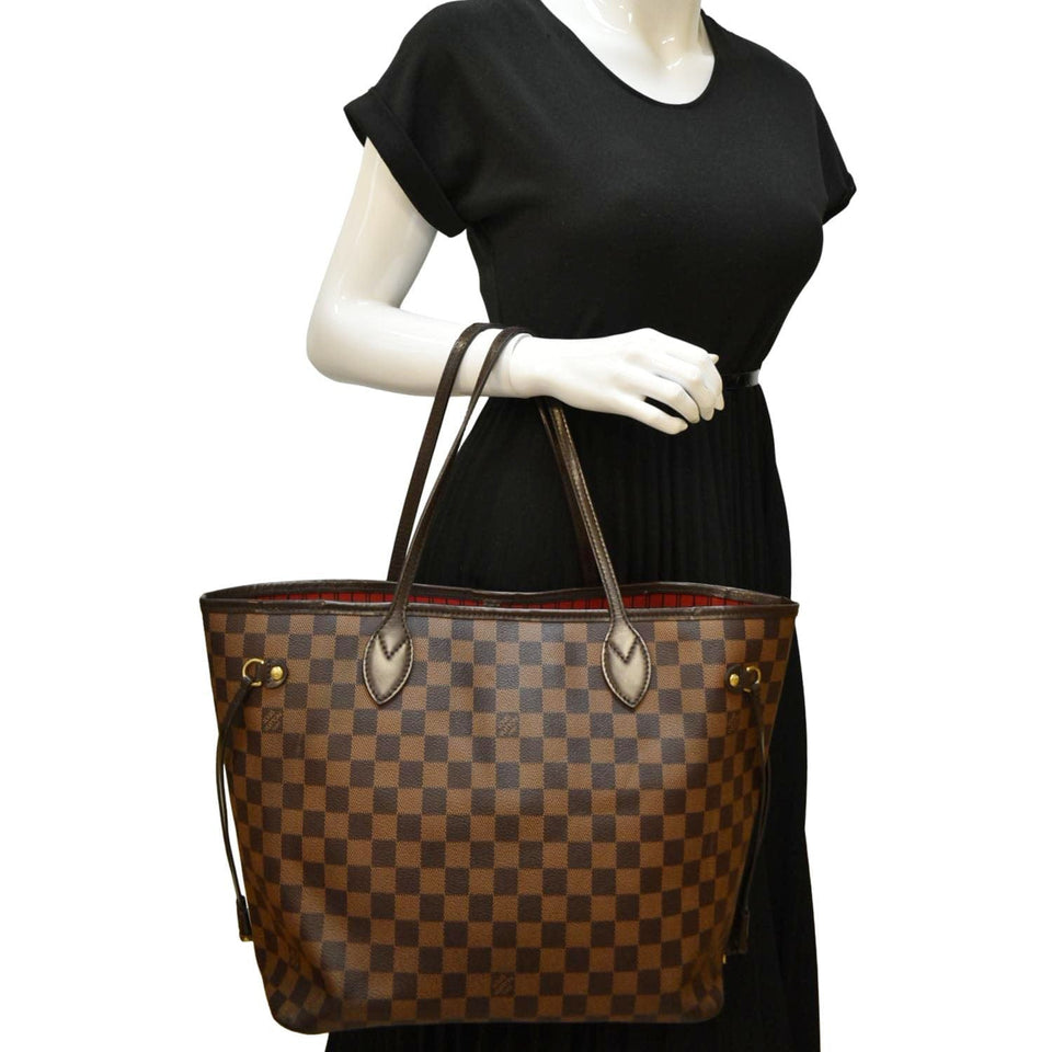 Louis Vuitton Neverfull MM Damier Ebene Tote Bag Brown