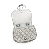 Chanel CC Logo Quilted Calfskin Flap Bag In Metallic Dark Grey
