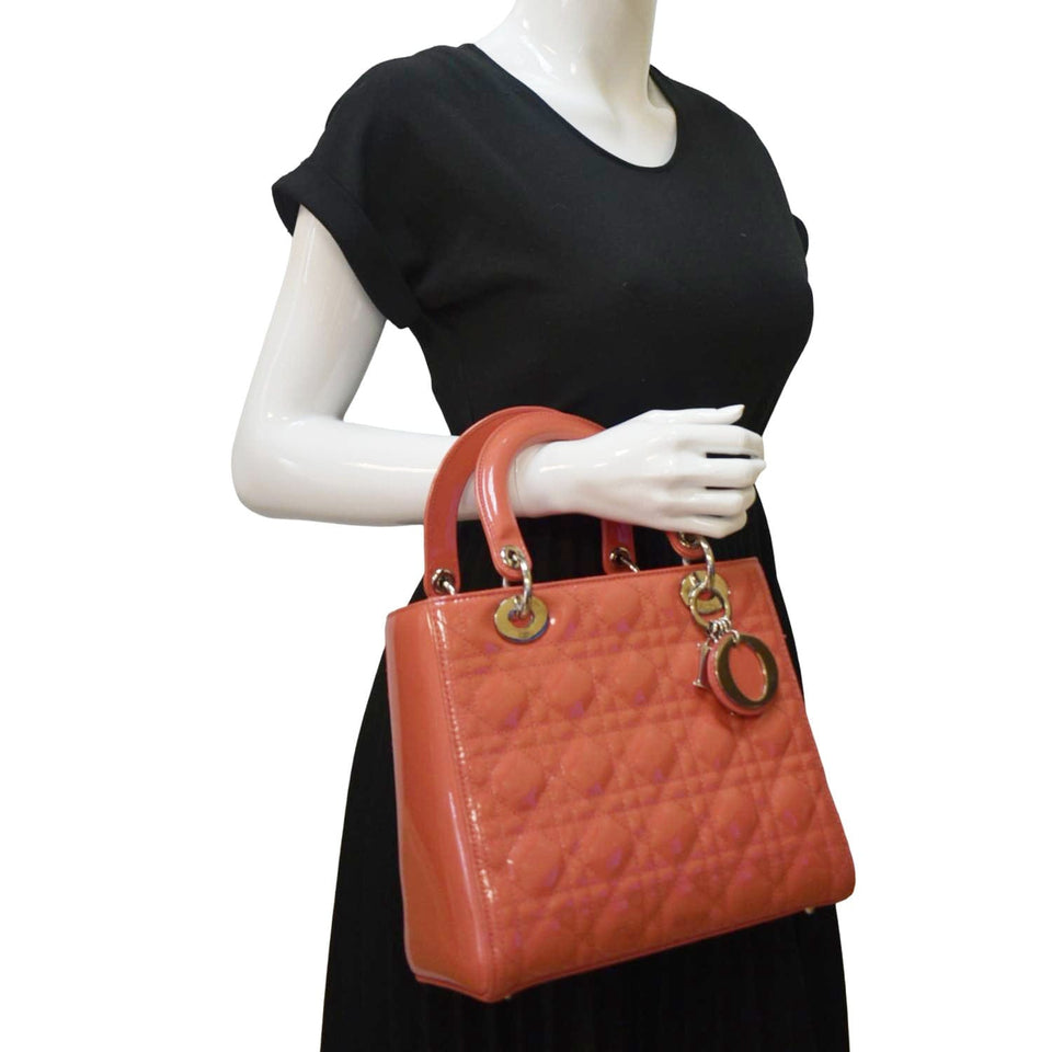 Christian Dior Medium Lady Dior Leather Shoulder Bag Pink