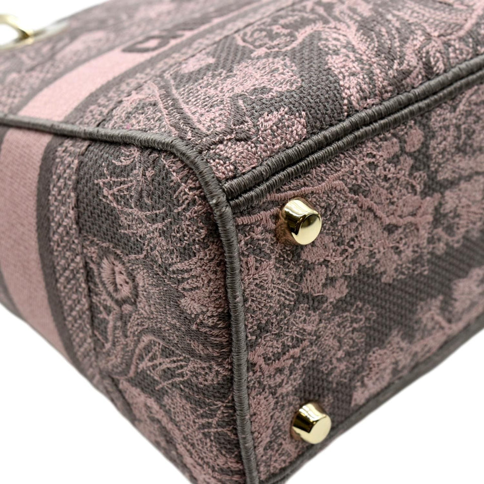 Christian Dior Medium Lady D-Lite Embroidered Canvas Shoulder Bag Rose Des