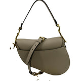 Christian Dior Saddle Grained Calfskin Leather Shoulder Bag Beige