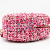 Chanel Round Clutch With Chain Tweed Pink/Multicolour L