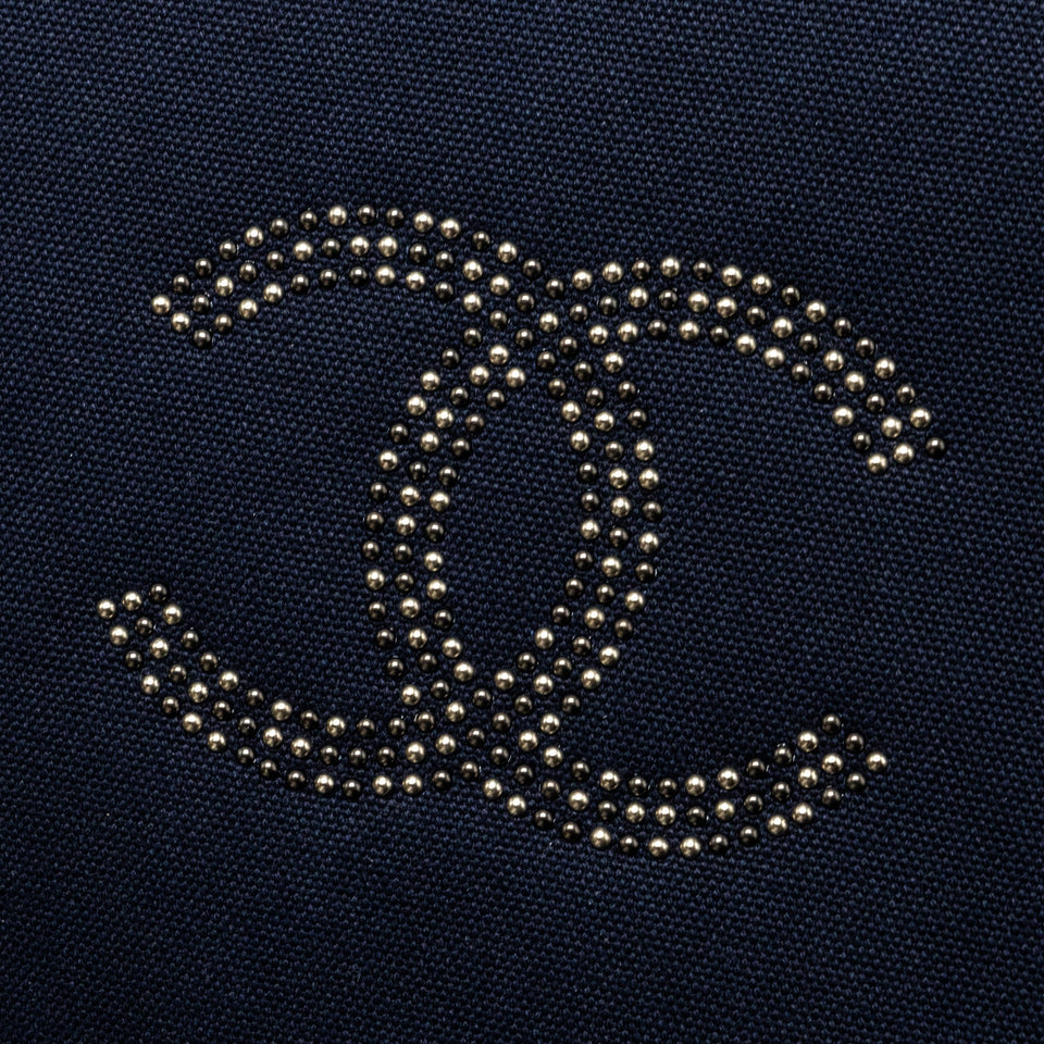 Chanel Double Side Zip Pouch/Zip Clutch Fabric Black Ruthenium Hardware
