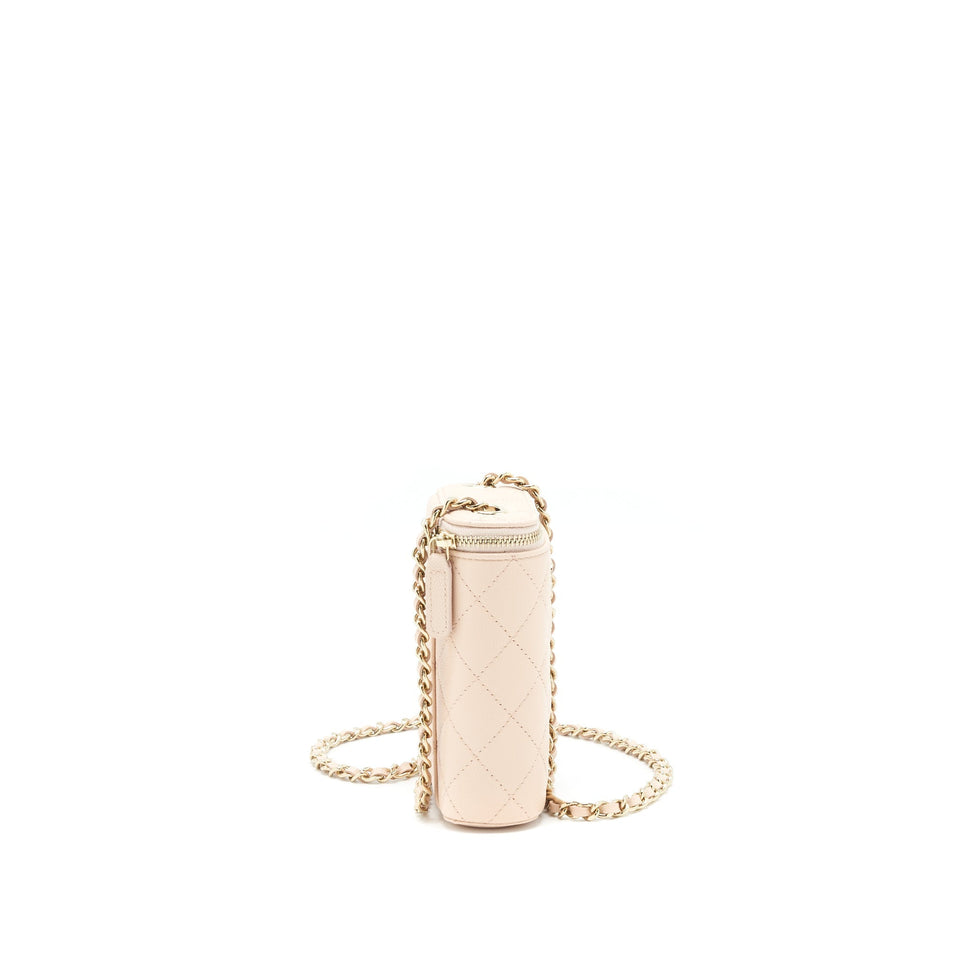Chanel 22C Light Beige Caviar Vertical Vanity With Chain L
