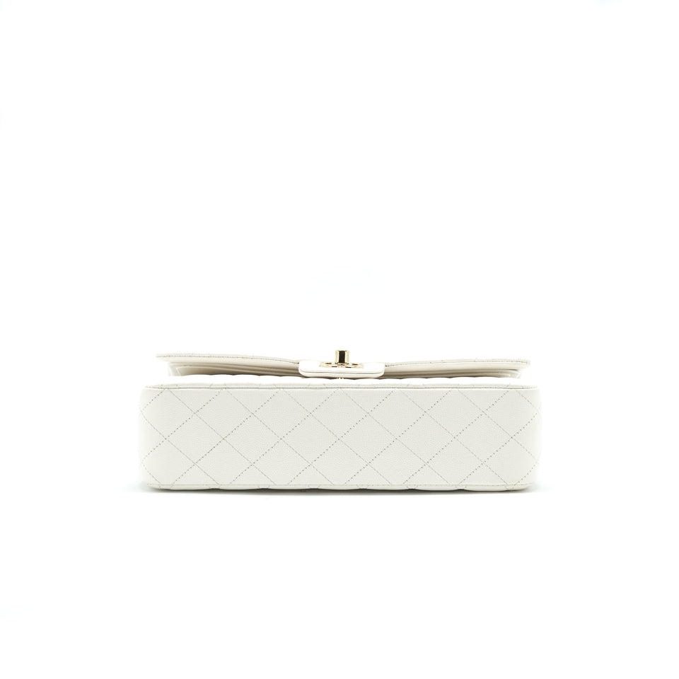 Chanel Medium Classic Double flap Bag Caviar White with L