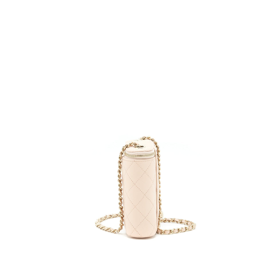 Chanel 22C Light Beige Caviar Vertical Vanity With Chain L