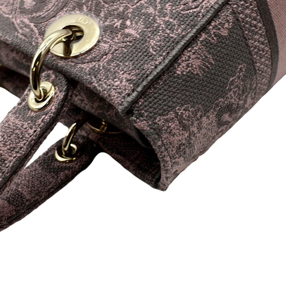 Christian Dior Medium Lady D-Lite Embroidered Canvas Shoulder Bag Rose Des