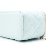 Chanel 21K Rectangular Top handle Vanity with Chain Baby Blue L