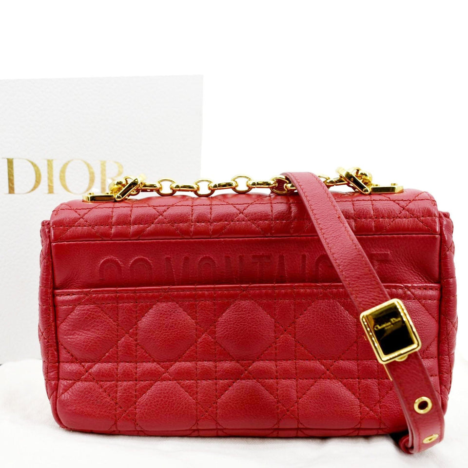 Christian Dior Caro Cannage Calfskin Leather Shoulder Bag Red