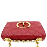 Christian Dior Caro Cannage Calfskin Leather Shoulder Bag Red