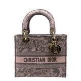 Christian Dior Medium Lady D-Lite Embroidered Canvas Shoulder Bag Rose Des