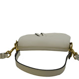 Christian Dior Saddle Grained Calfskin Leather Satchel Shoulder Bag Ivory
