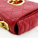 Christian Dior Caro Cannage Calfskin Leather Shoulder Bag Red