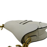 Christian Dior Saddle Grained Calfskin Leather Satchel Shoulder Bag Ivory