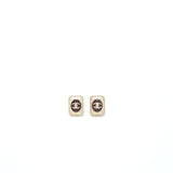 Chanel Square CC Logo Earrings Gold Tone
