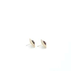 Chanel Square CC Logo Earrings Gold Tone