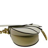 Christian Dior Saddle Grained Calfskin Leather Satchel Shoulder Bag Ivory