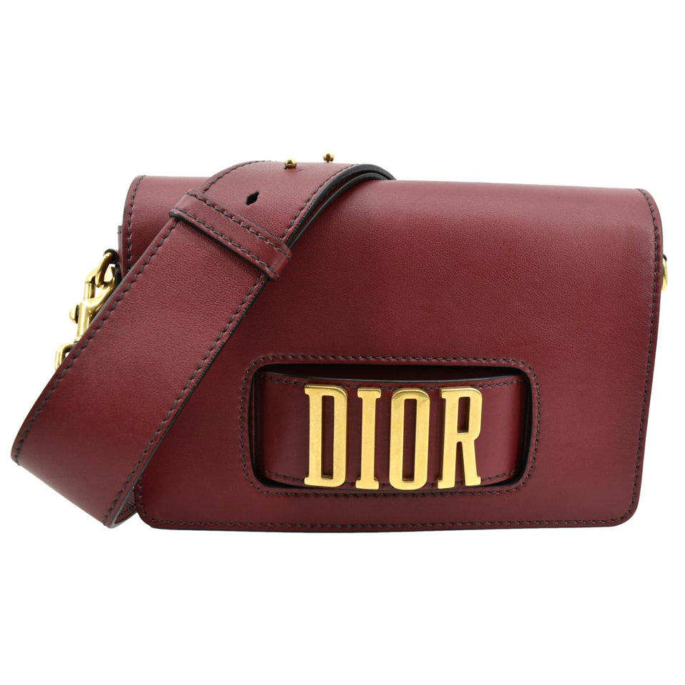 Christian Dior Dio(r)evolution Flap Calfskin Shoulder Bag Dark Red