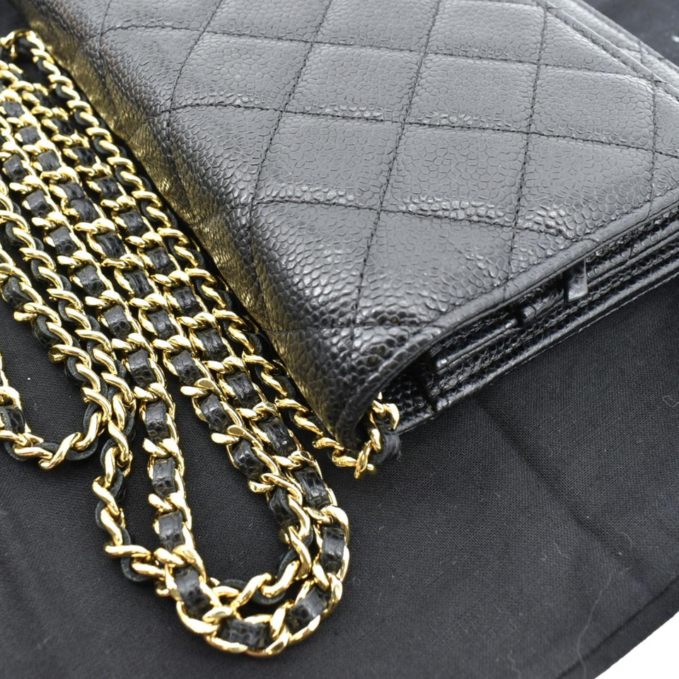 Chanel Boy Woc Caviar Leather Wallet On Chain Clutch Bag Black
