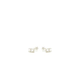 Chanel CC Logo No.5 Star Earrings Crystal Light Gold Tone