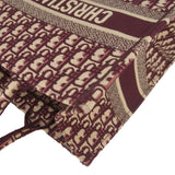 Christian Dior Book Medium Oblique Embroidery Tote Bag Burgundy