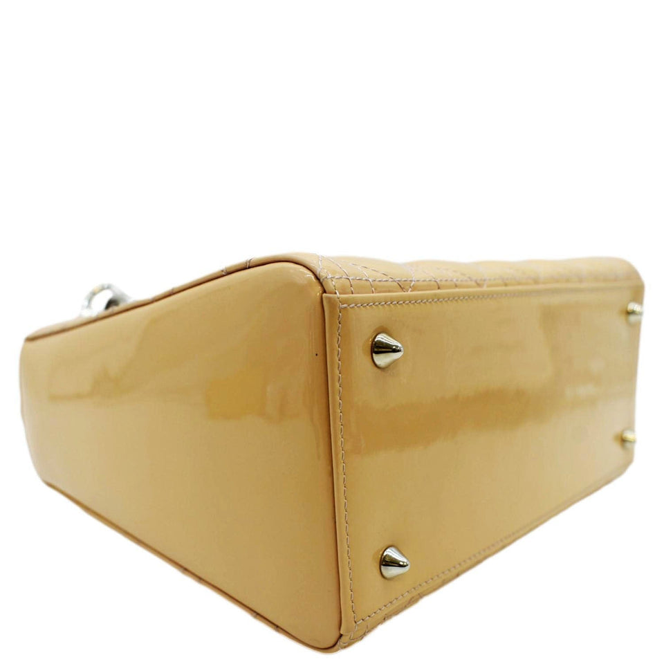 Christian Dior Medium Lady Dior Cannage Lambskin Leather Shoulder Bag Yellow