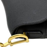 Christian Dior Saddle Grained Calfskin Leather Satchel Shoulder Bag Black