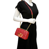 Christian Dior Caro Cannage Calfskin Leather Shoulder Bag Red