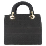Christian Dior Lady Dior D-Lite Embroidered Canvas Shoulder Bag Black