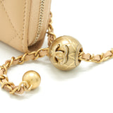 Chanel 22C Pearl Crush  Holder With Chain Beige
