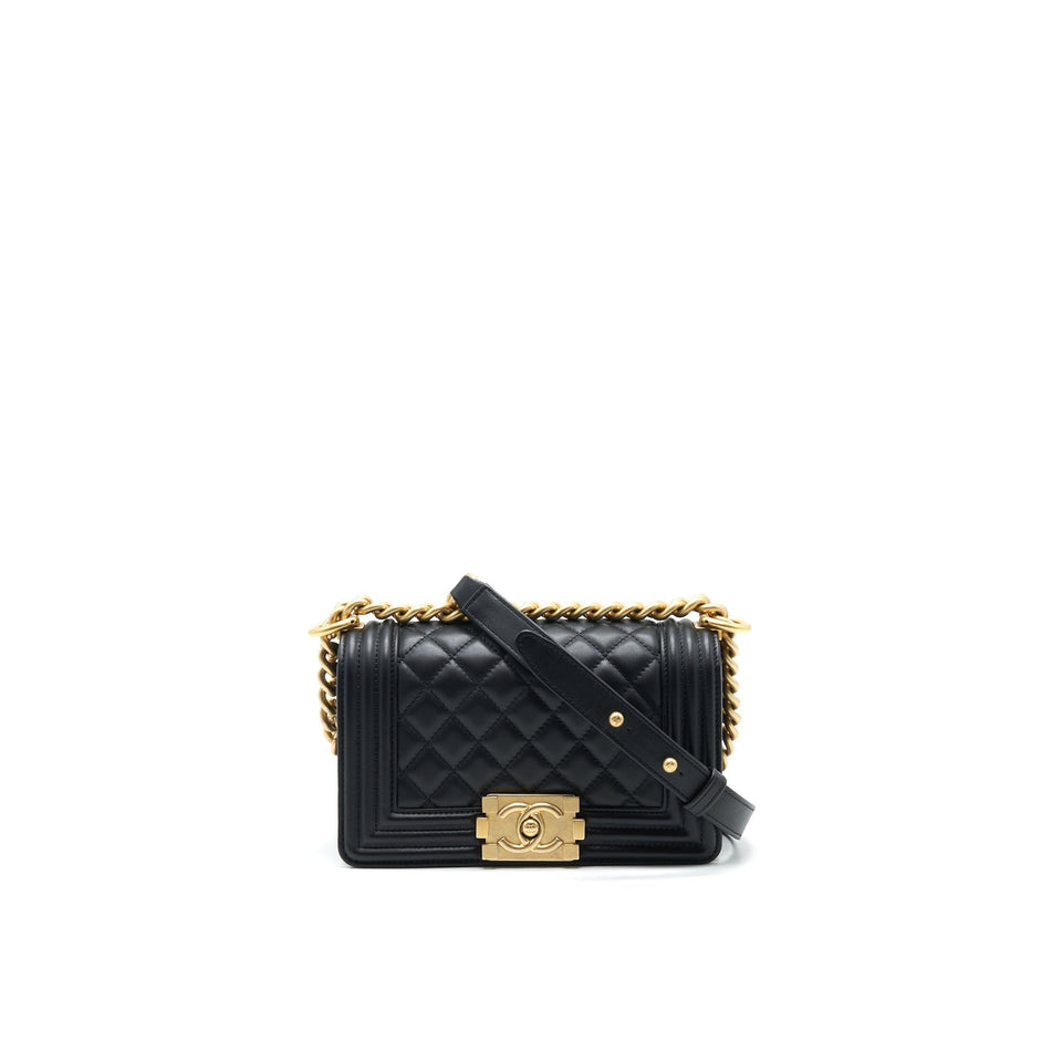 Chanel small boy Bag Calfskin Black with  serial27