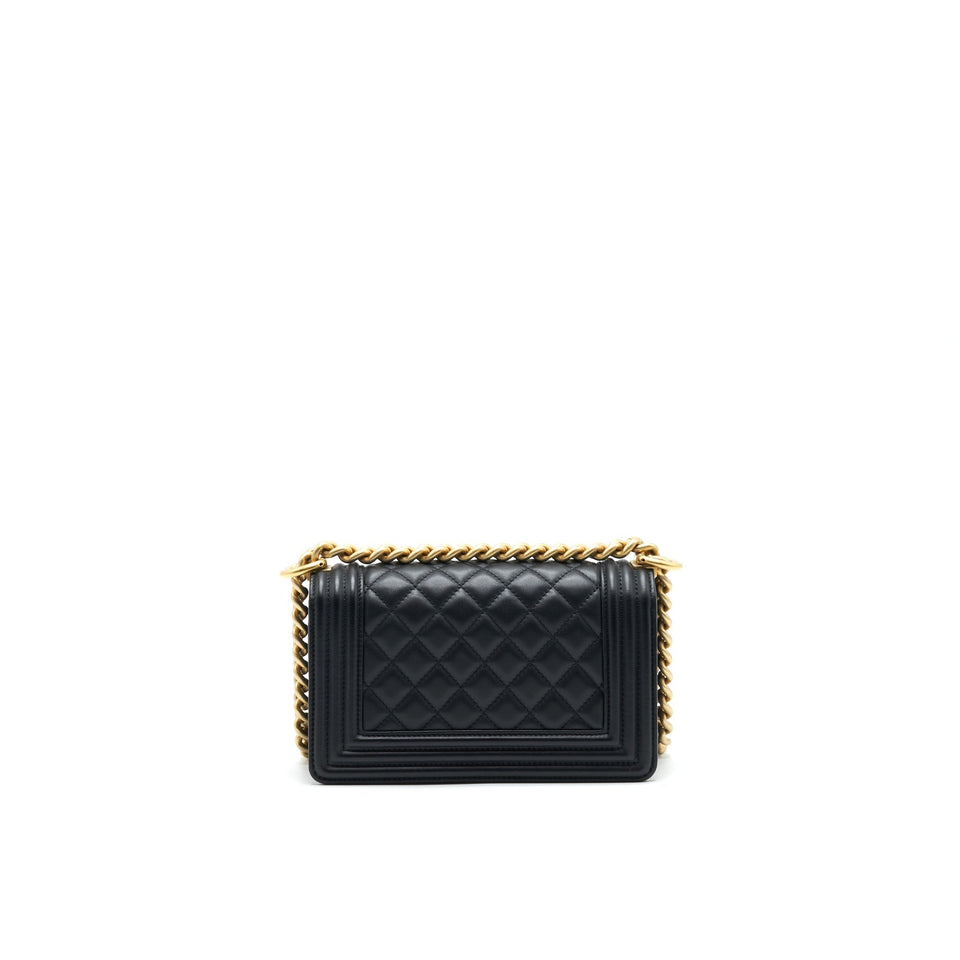 Chanel small boy Bag Calfskin Black with  serial27