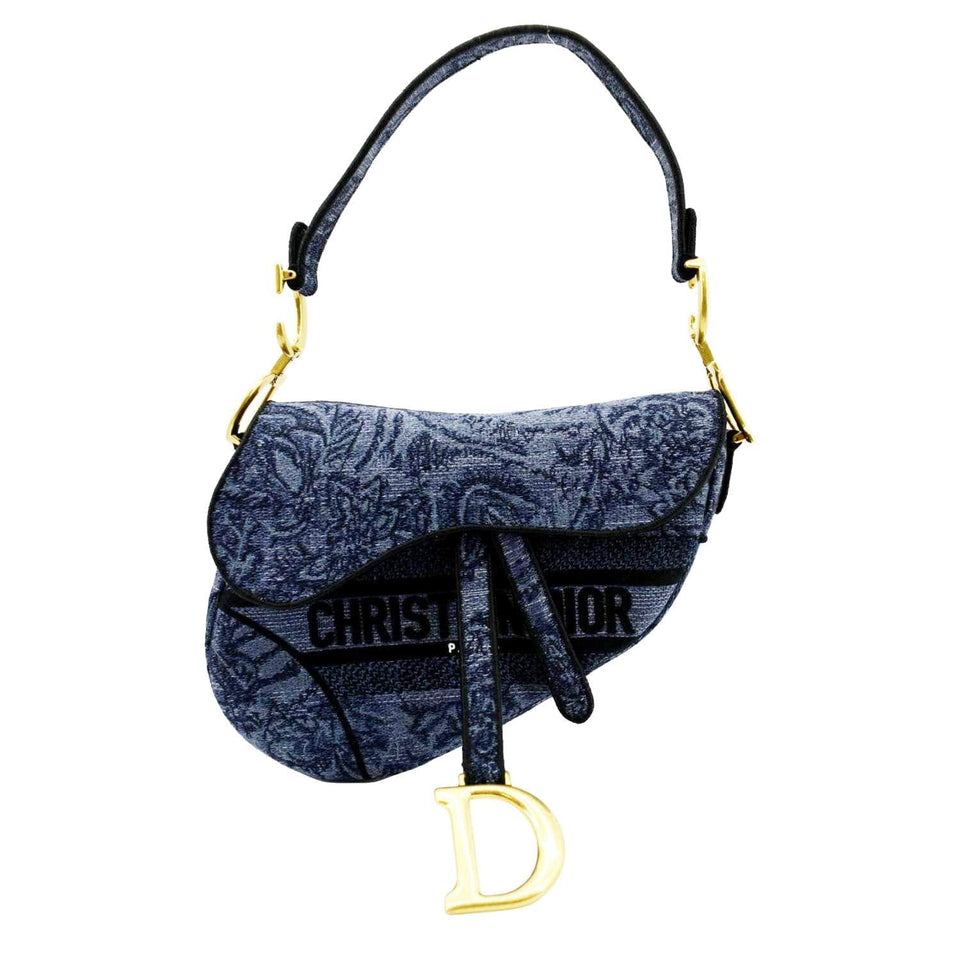 Christian Dior Saddle Denim Shoulder Bag Blue