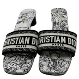 Christian Dior Dway Heeled Slide Embroidered Cotton Multicolor Size 36