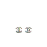 Chanel 22S CC Logo Rainbow Crystal Earrings