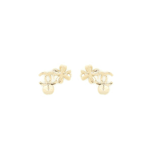 Chanel 22S CC Logo And Clover Earrings Light Gold Tone