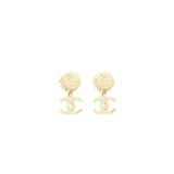 Chanel Pearl And CC Logo Drop Earrings Light Gold Tone