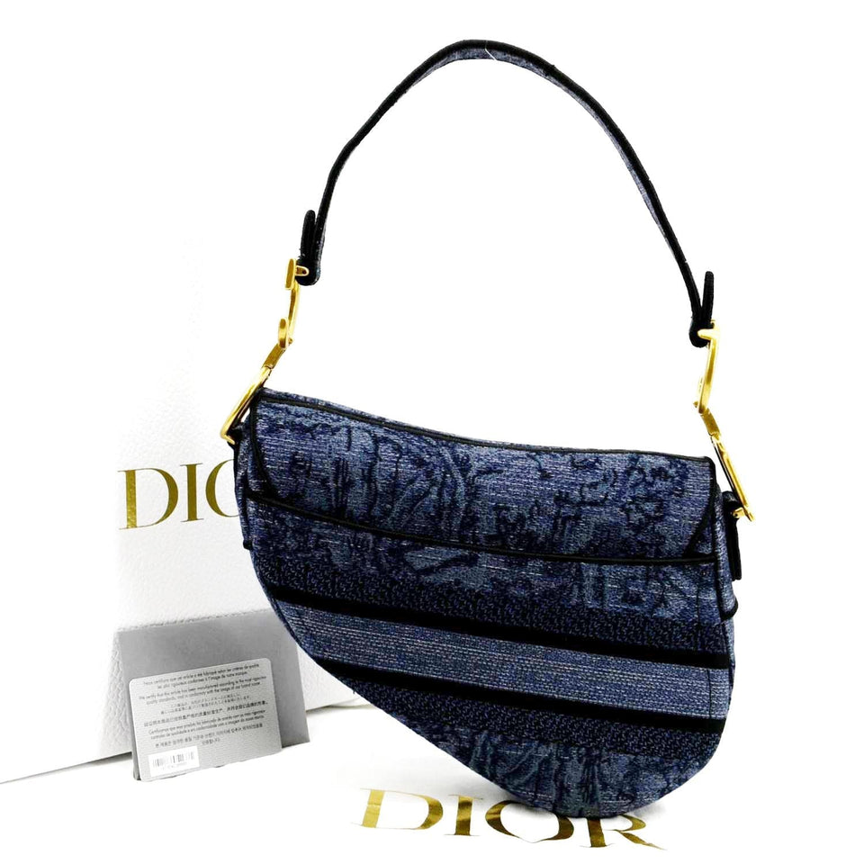 Christian Dior Saddle Denim Shoulder Bag Blue