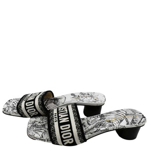 Christian Dior Dway Heeled Slide Embroidered Cotton Multicolor Size 36