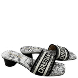 Christian Dior Dway Heeled Slide Embroidered Cotton Multicolor Size 36