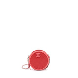 Chanel Round Crossbody Clutch Lambskin Red/Pink
