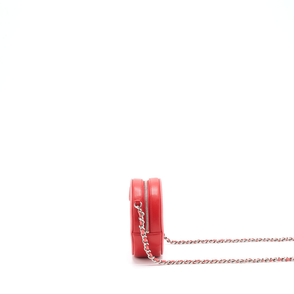 Chanel Round Crossbody Clutch Lambskin Red/Pink