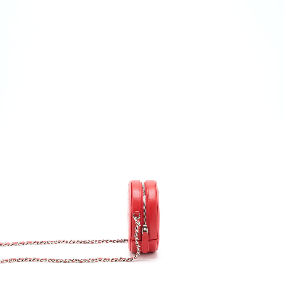 Chanel Round Crossbody Clutch Lambskin Red/Pink